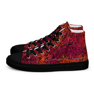 orange and red black diamond Men’s high top canvas shoes