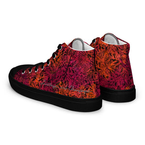 orange and red black diamond Men’s high top canvas shoes