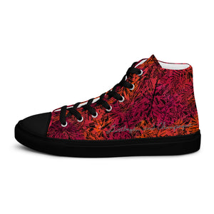 orange and red black diamond Men’s high top canvas shoes