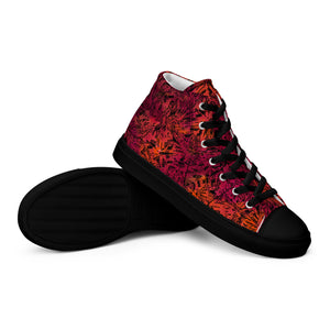 orange and red black diamond Men’s high top canvas shoes