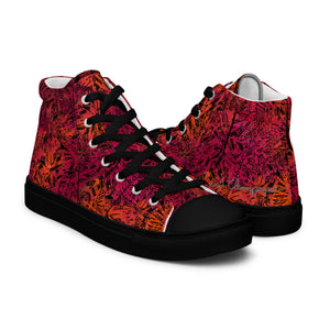 orange and red black diamond Men’s high top canvas shoes