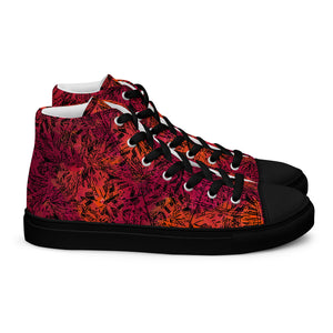 orange and red black diamond Men’s high top canvas shoes