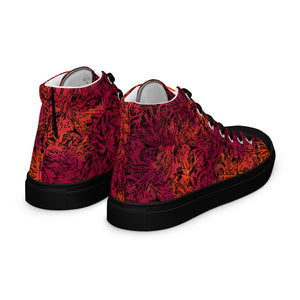 orange and red black diamond Men’s high top canvas shoes