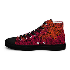 orange and red black diamond Men’s high top canvas shoes