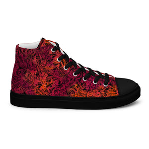 orange and red black diamond Men’s high top canvas shoes