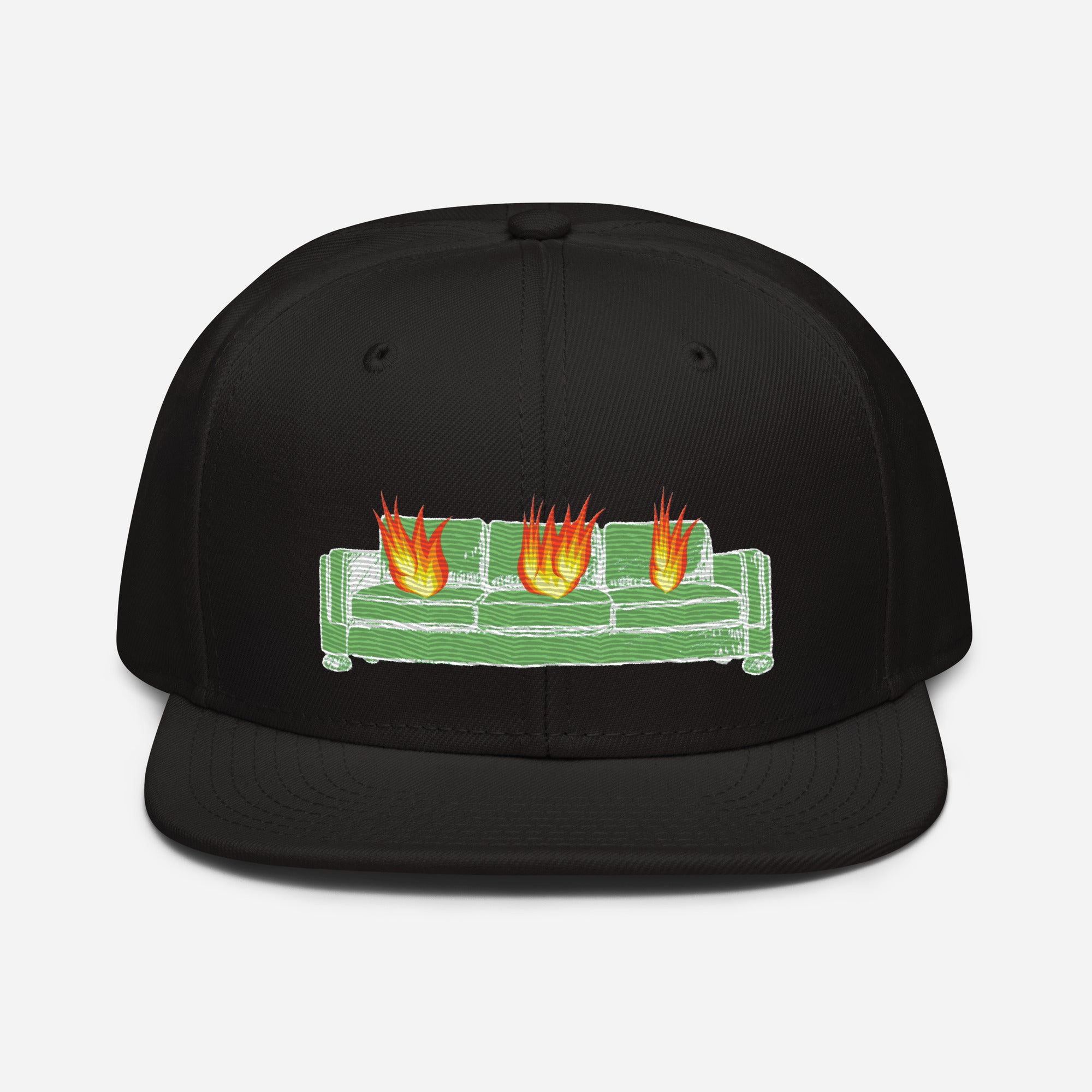 Green and White couch fire Snapback Hat
