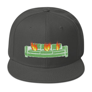 Green and White couch fire Snapback Hat