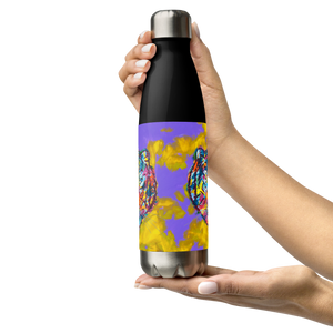 6 eyed rainbow tiger with purple and yellow Stainless Steel Water Bottle