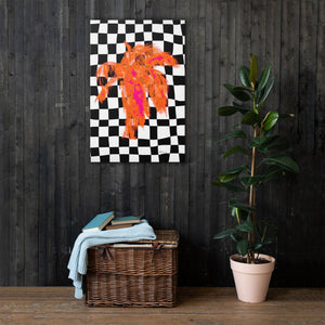 Checkered Neon Palm 3/4 thickness canvas 24"x36" or 18"x24" canvas
