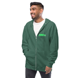 green and white couch fire Unisex fleece zip up hoodie