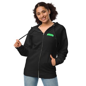 green and white couch fire Unisex fleece zip up hoodie
