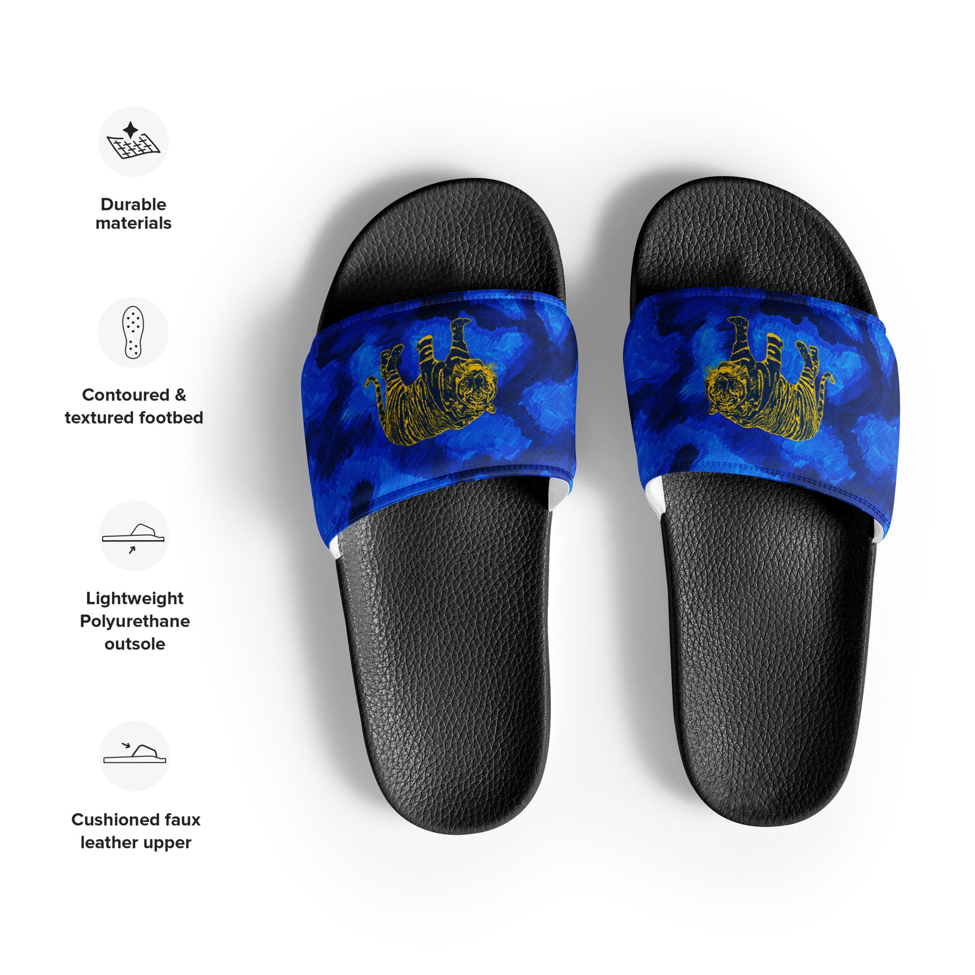 Yellow and blue tiger camo Women's slides