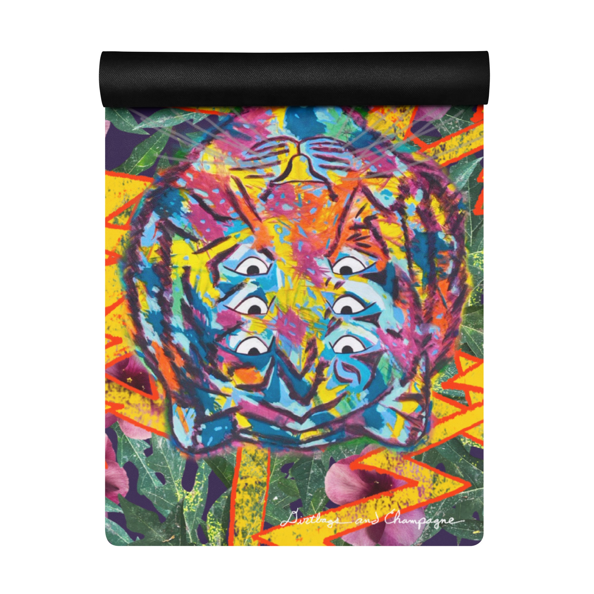 6 eyed rainbow tiger lightning flora and fauna Yoga mat