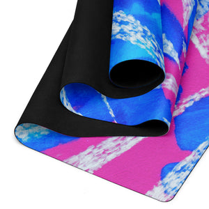 cerulean magenta, white spiral Yoga mat