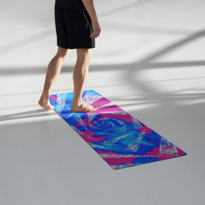 cerulean magenta, white spiral Yoga mat