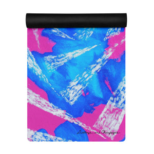 cerulean magenta, white spiral Yoga mat