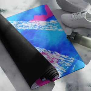 cerulean magenta, white spiral Yoga mat