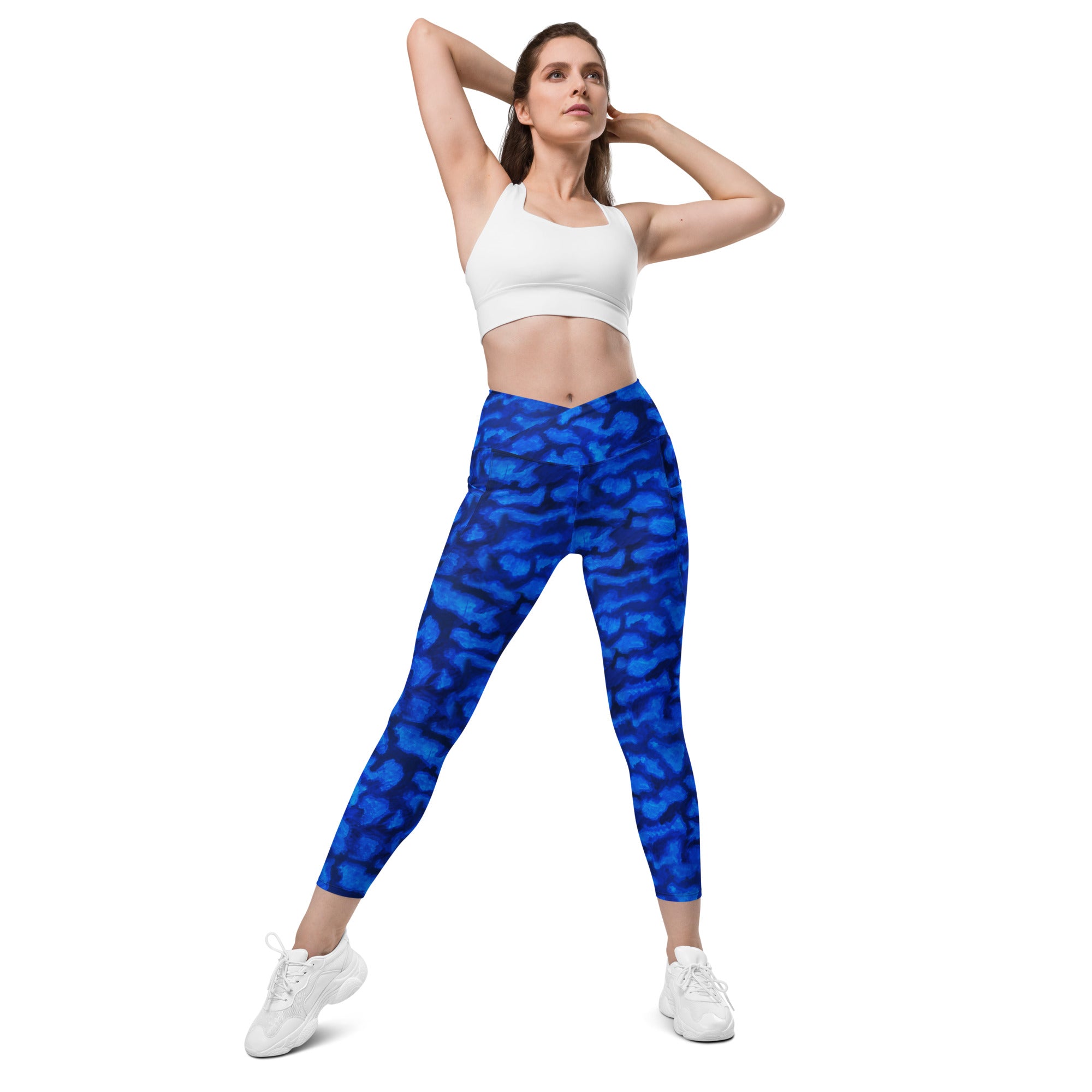 Blue Camp Crossover leggings with pockets