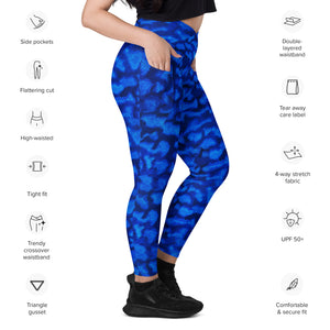 Blue Camp Crossover leggings with pockets