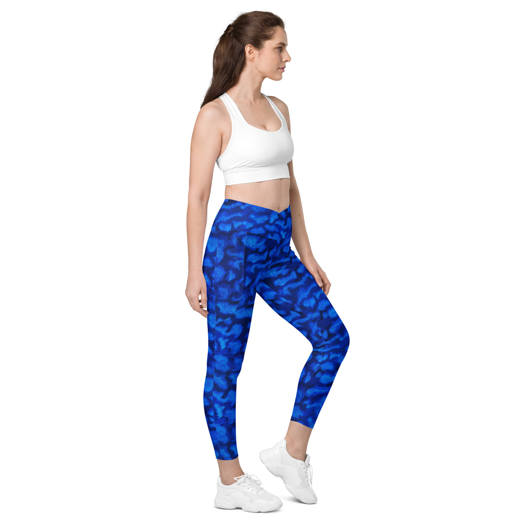 Blue Camp Crossover leggings with pockets