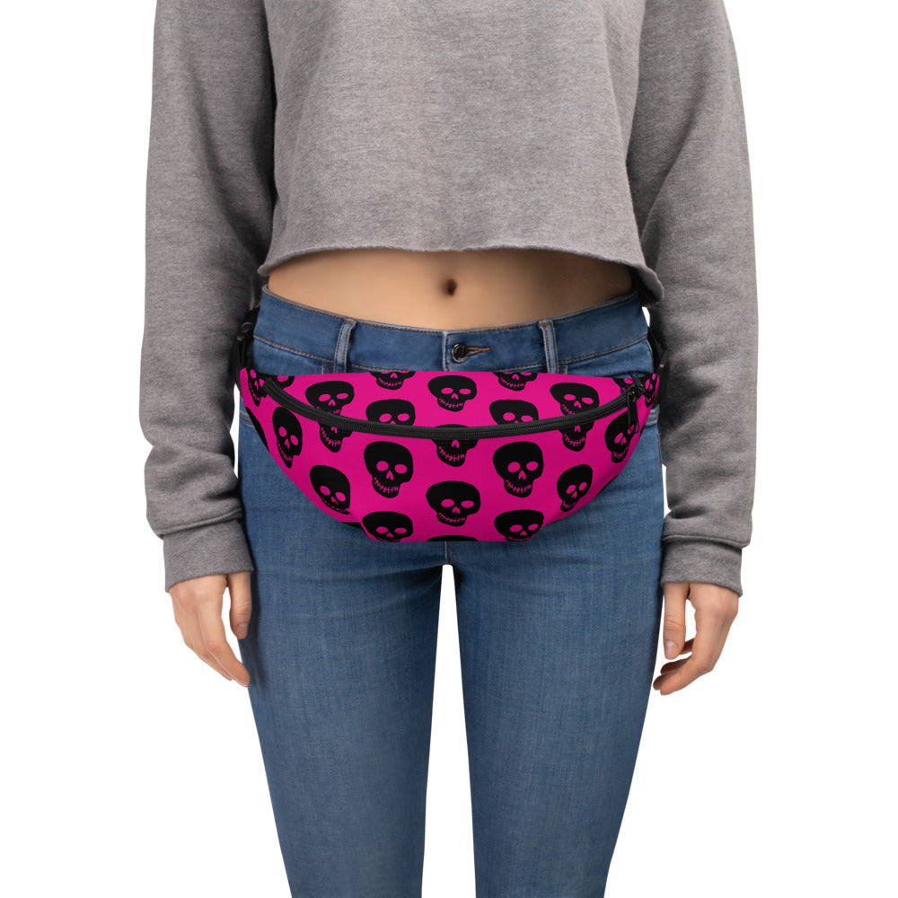 Pink! Black Skulls Fanny Pack