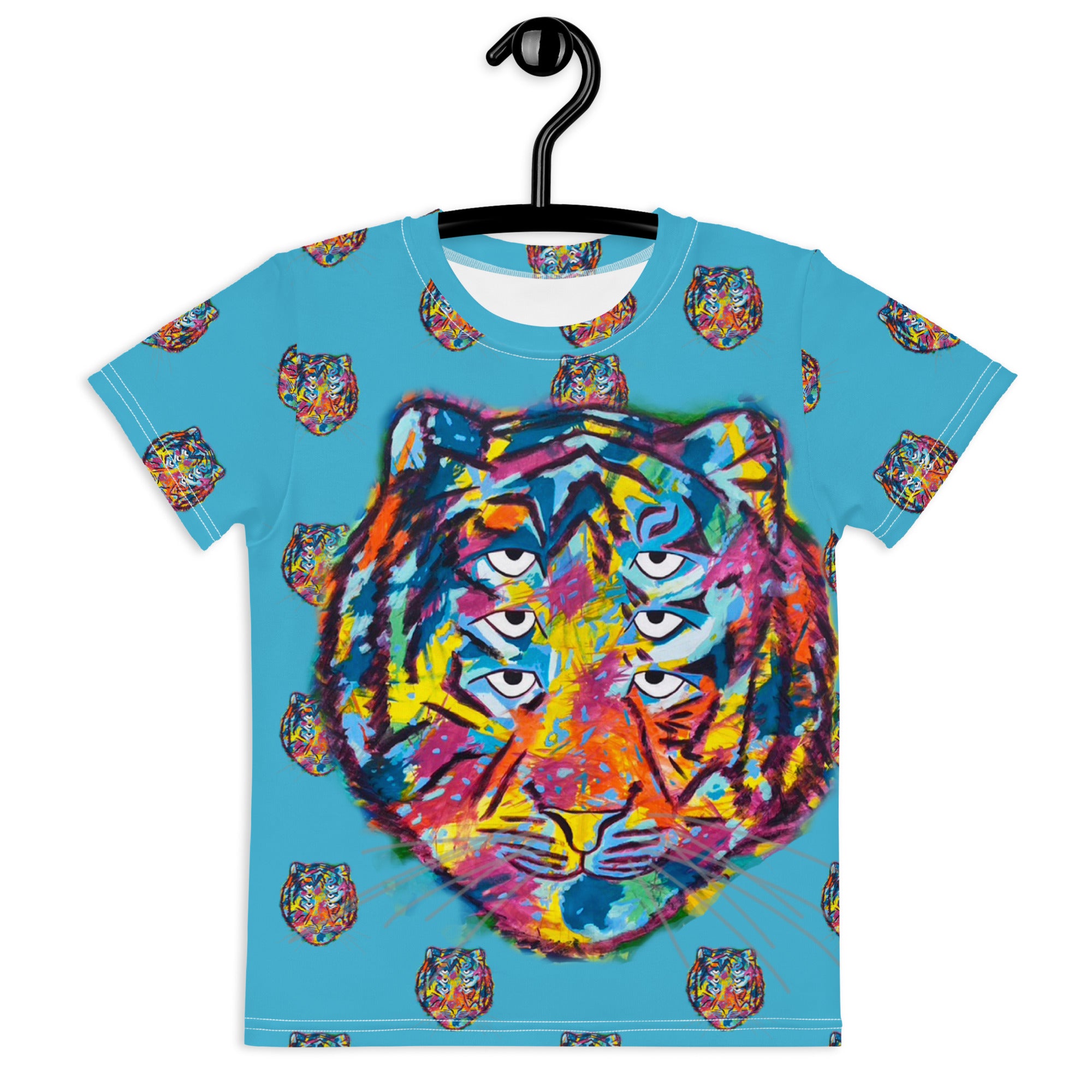 6 eyed rainbow tiger Kids crew neck t-shirt