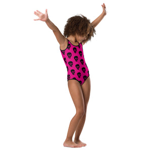 Pink Black Skull Kids Swimsuit