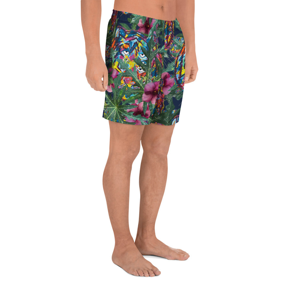 Flora and Fauna 6 Eyed Rainbow Tiger Men's Recycled Athletic Shorts