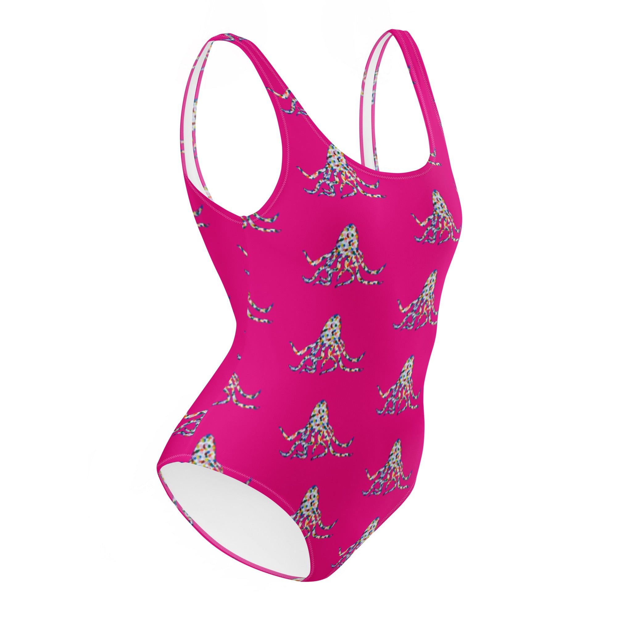 Pink rainbow octopus One-Piece Swimsuit
