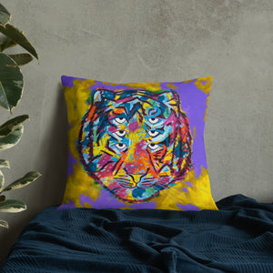 6 eyed rainbow tiger with purple and Yellow Premium Pillow
