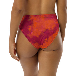 red and orange paint Recycled high-waisted bikini bottom