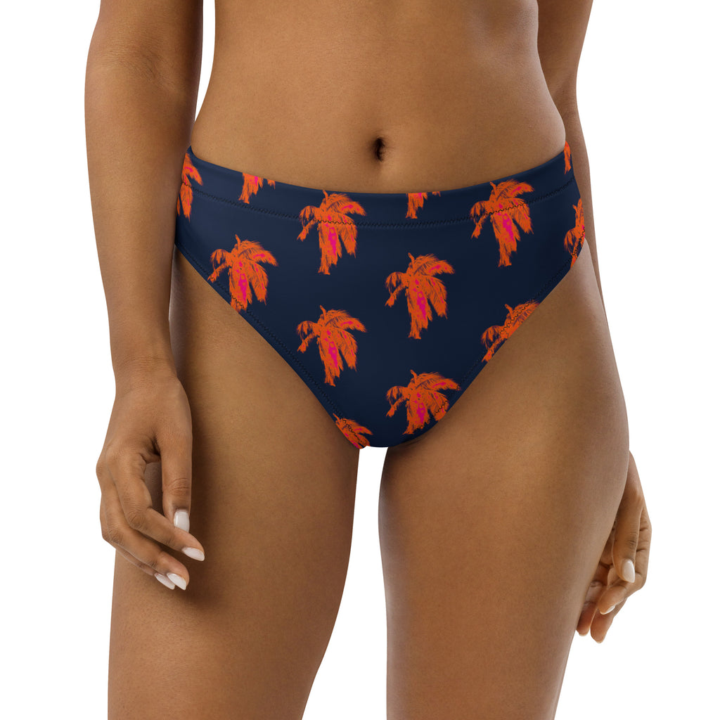 Neon Palm Recycled high-waisted bikini bottom