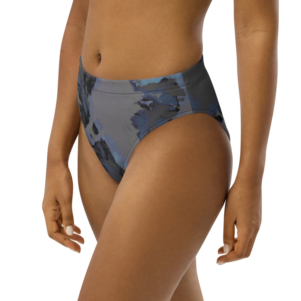 Grey Painted Recycled high-waisted bikini bottom
