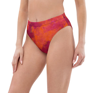 red and orange paint Recycled high-waisted bikini bottom