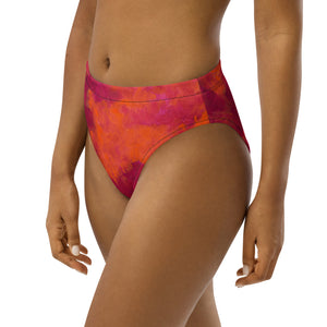 red and orange paint Recycled high-waisted bikini bottom