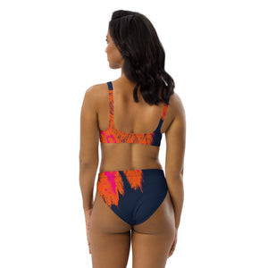 Radiant Neon Palm Recycled high-waisted bikini