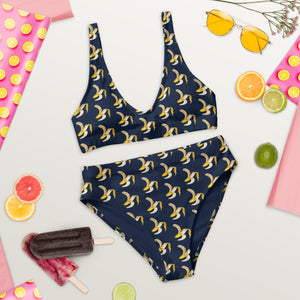 Banana Bite Navy Recycled high-waisted bikini