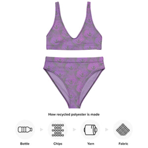 Grey wolves and Lavender Recycled high-waisted bikini