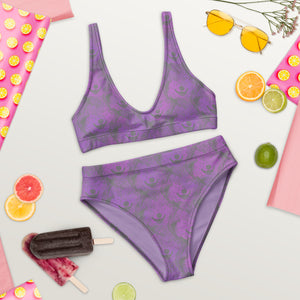 Grey wolves and Lavender Recycled high-waisted bikini