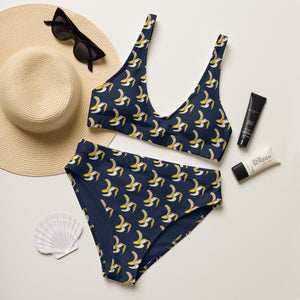 Banana Bite Navy Recycled high-waisted bikini