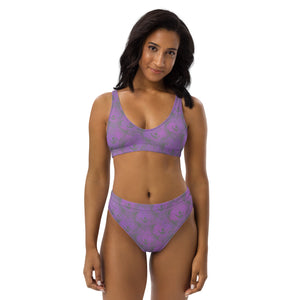 Grey wolves and Lavender Recycled high-waisted bikini