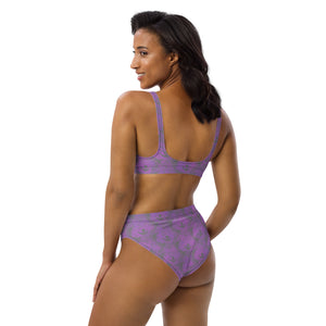 Grey wolves and Lavender Recycled high-waisted bikini