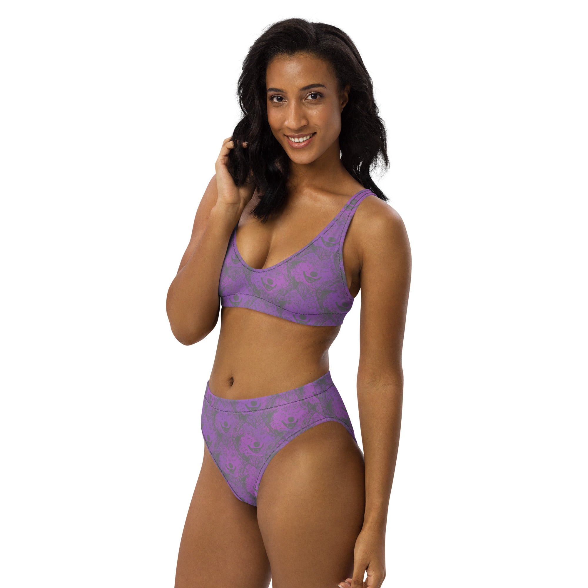 Grey wolves and Lavender Recycled high-waisted bikini