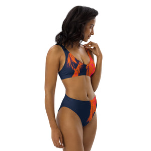 Radiant Neon Palm Recycled high-waisted bikini