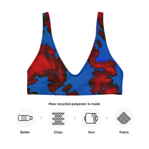 red and blue painted Recycled padded bikini top