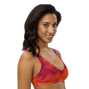 red and orange painted Recycled padded bikini top