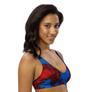 red and blue painted Recycled padded bikini top