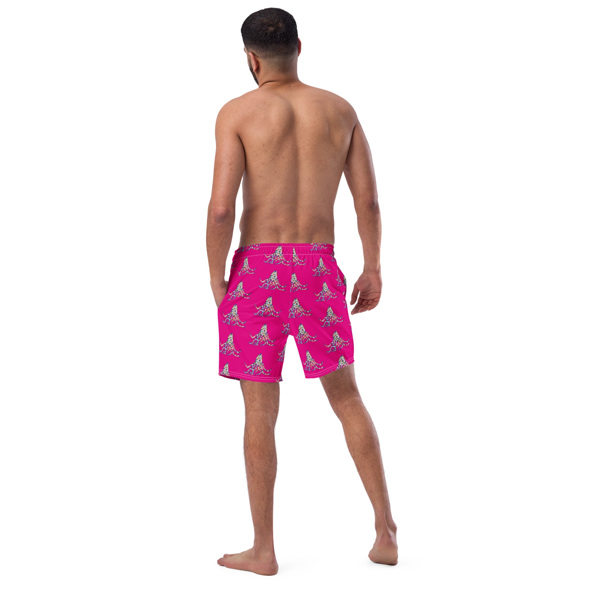 Pink! Rainbow octopus Men's swim trunks