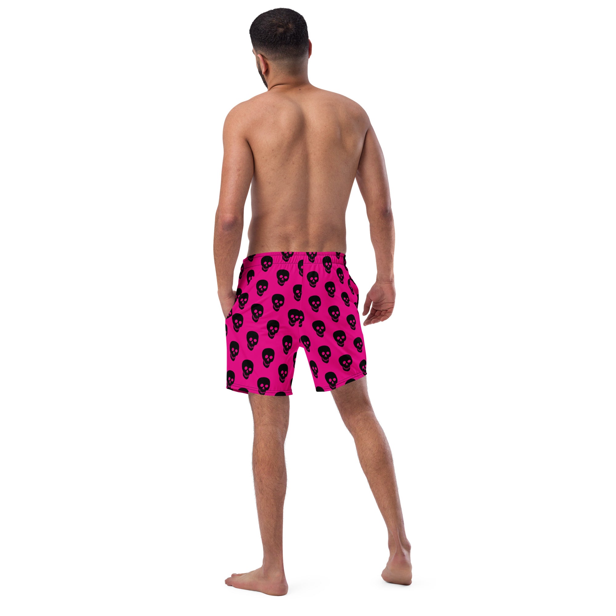 Pink Black Skull Men's swim trunks