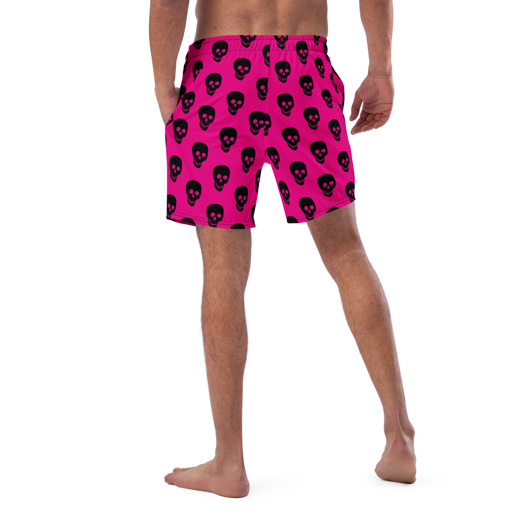 Pink Black Skull Men's swim trunks